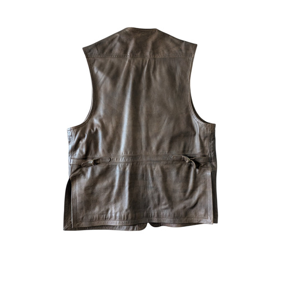 Tostado Argentina Brown 100% Leather Zip Front Shooting Vest Size XXL Quilted - Picture 2 of 13